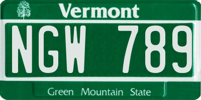 VT license plate NGW789