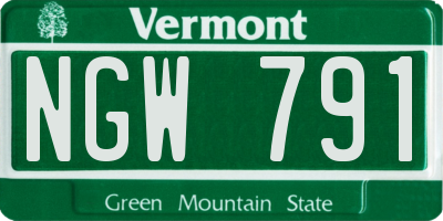 VT license plate NGW791