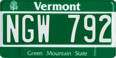 VT license plate NGW792