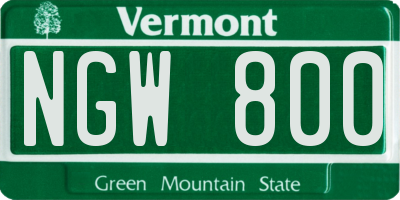 VT license plate NGW800