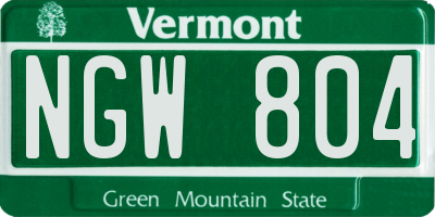 VT license plate NGW804