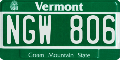 VT license plate NGW806