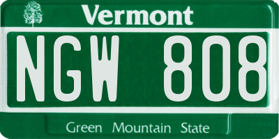 VT license plate NGW808