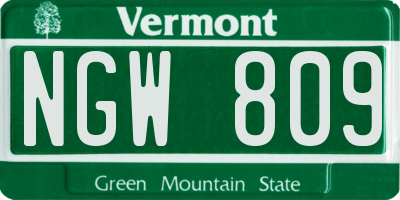 VT license plate NGW809