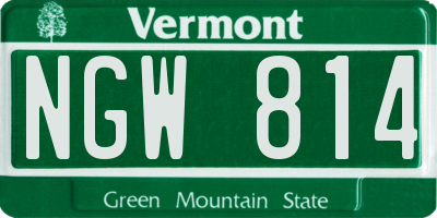 VT license plate NGW814