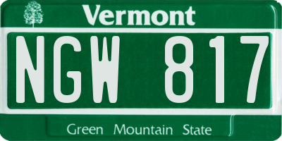 VT license plate NGW817