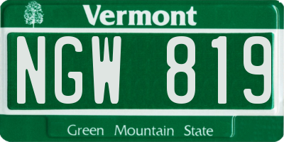 VT license plate NGW819