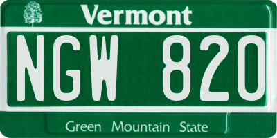 VT license plate NGW820