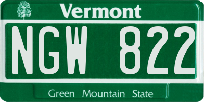 VT license plate NGW822