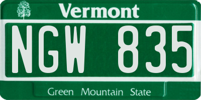 VT license plate NGW835