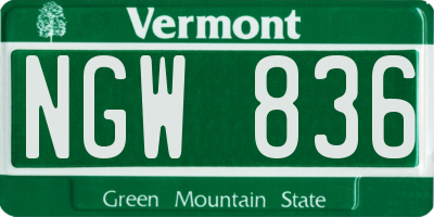 VT license plate NGW836