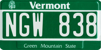 VT license plate NGW838