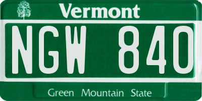 VT license plate NGW840