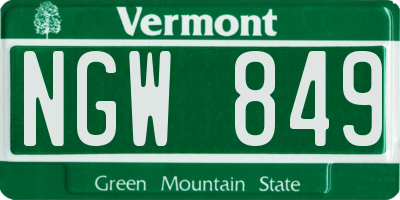 VT license plate NGW849