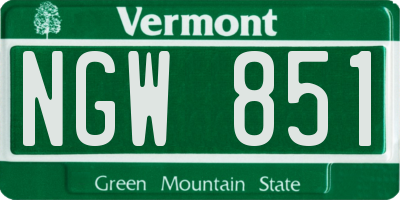 VT license plate NGW851