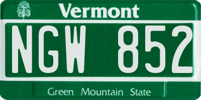 VT license plate NGW852