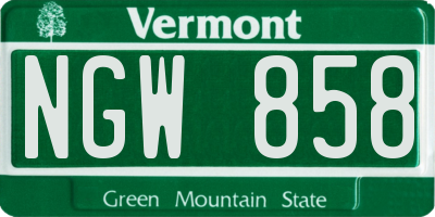 VT license plate NGW858