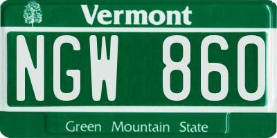 VT license plate NGW860