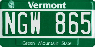 VT license plate NGW865