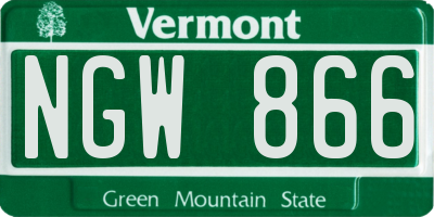 VT license plate NGW866