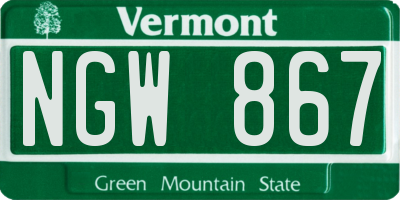 VT license plate NGW867