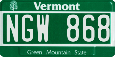 VT license plate NGW868