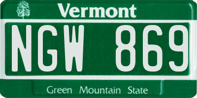 VT license plate NGW869