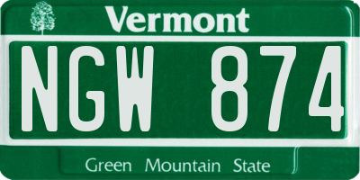 VT license plate NGW874