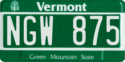VT license plate NGW875