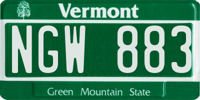 VT license plate NGW883