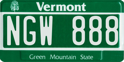 VT license plate NGW888