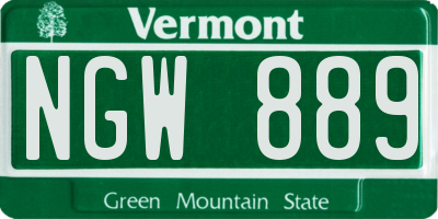 VT license plate NGW889