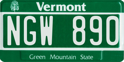 VT license plate NGW890