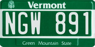 VT license plate NGW891
