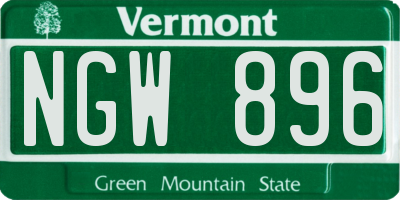 VT license plate NGW896