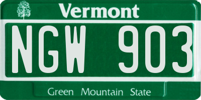 VT license plate NGW903
