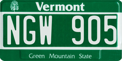 VT license plate NGW905