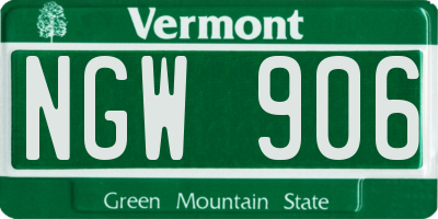 VT license plate NGW906