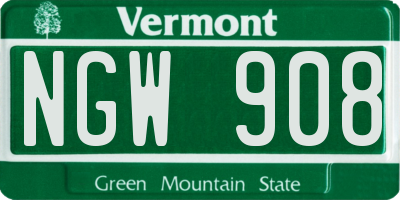 VT license plate NGW908