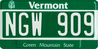 VT license plate NGW909