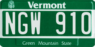 VT license plate NGW910