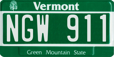 VT license plate NGW911