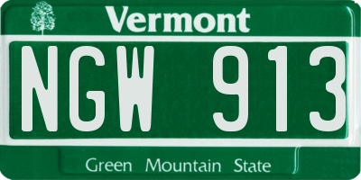 VT license plate NGW913