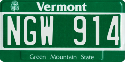 VT license plate NGW914