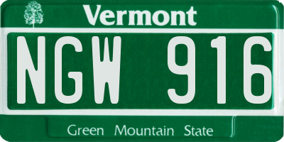 VT license plate NGW916