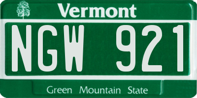 VT license plate NGW921