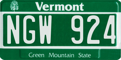 VT license plate NGW924