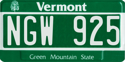 VT license plate NGW925