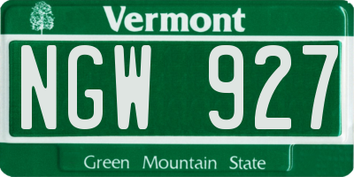 VT license plate NGW927
