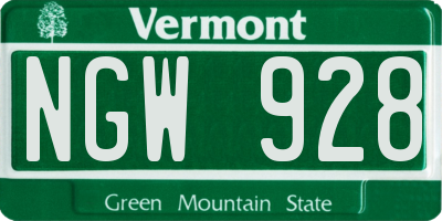 VT license plate NGW928